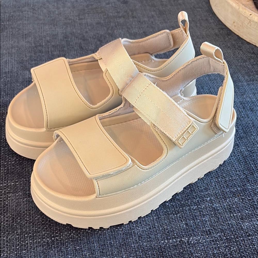 QBL Golden Glow beige Platform Sandals